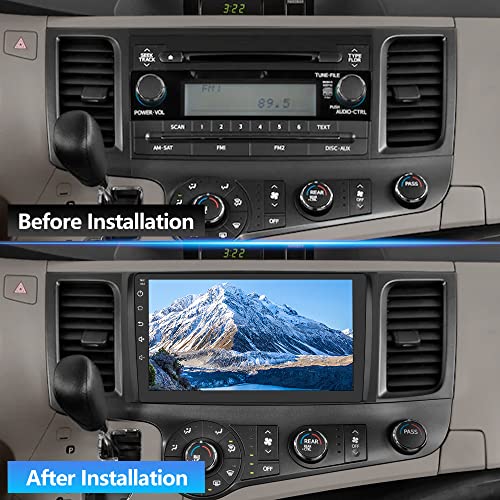 Car Radio Stereo for Toyota Sienna 2011-2014 Wireless Apple CarPlay Andriod Auto 9 inch Touch Screen Android 11 with WiFi GPS Navigation DSP Bluetooth