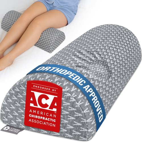 Image of 5 STARS UNITED Knee Pillow for Back Sleeping - Large Half Moon Bolster Pillow for Legs, Under Knee Pillow for Sleeping on Back, Memory Foam Leg Pillow for Back Pain, Gray