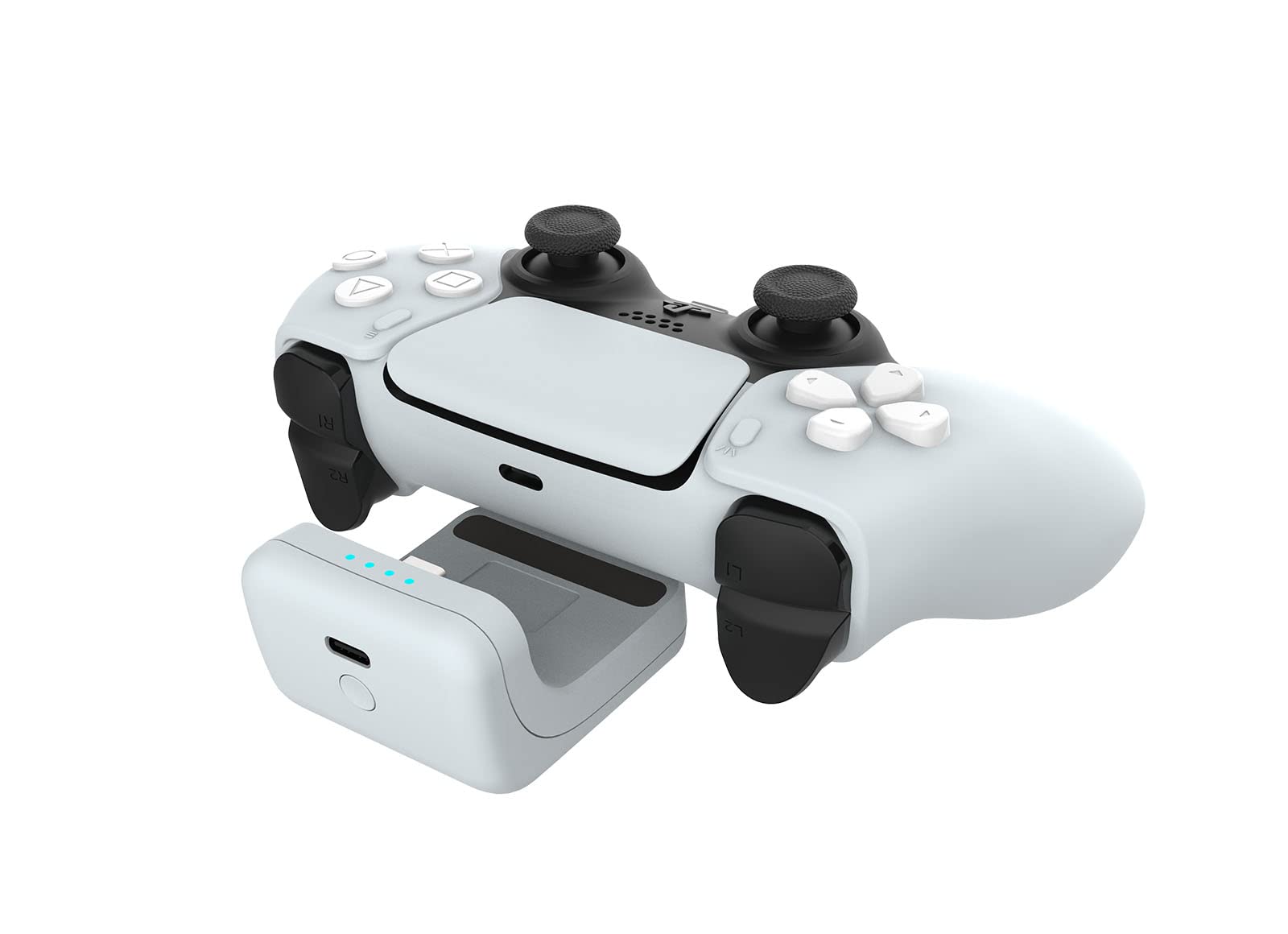 Rii Controller Ladestation nur mit PS5 Kompatibel, Zubehör für PS5, 2000mAh, Ladestation mit Batterieanzeige, USB-Type-C Ladekabel, Weiß