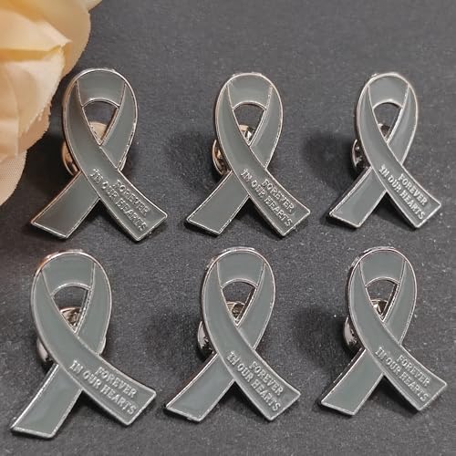 Image of 20 Pcs Funeral Ribbon Awareness Pins Memorial Lapel Brooches Forever In Our Hearts For Mourning Event
