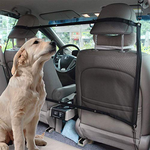 QLOUNI Vallas de Coche para Perros Universal Protector de Seguridad con Ganchos y Cordones 113 x 61cm