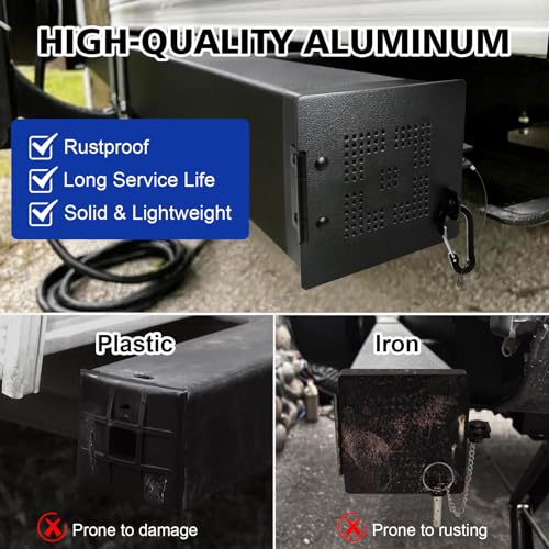 NeaLia Aluminum RV Bumper End Cap, Travel Trailer Bumper End Caps, Fits 4 inch Metal Square Camper Bumpers, Secure Sewer Hose Storage Cover Kits with Small Vent Holes, Anti-Loss, Rust-Proof, 2 Pack - Thumbnail 2