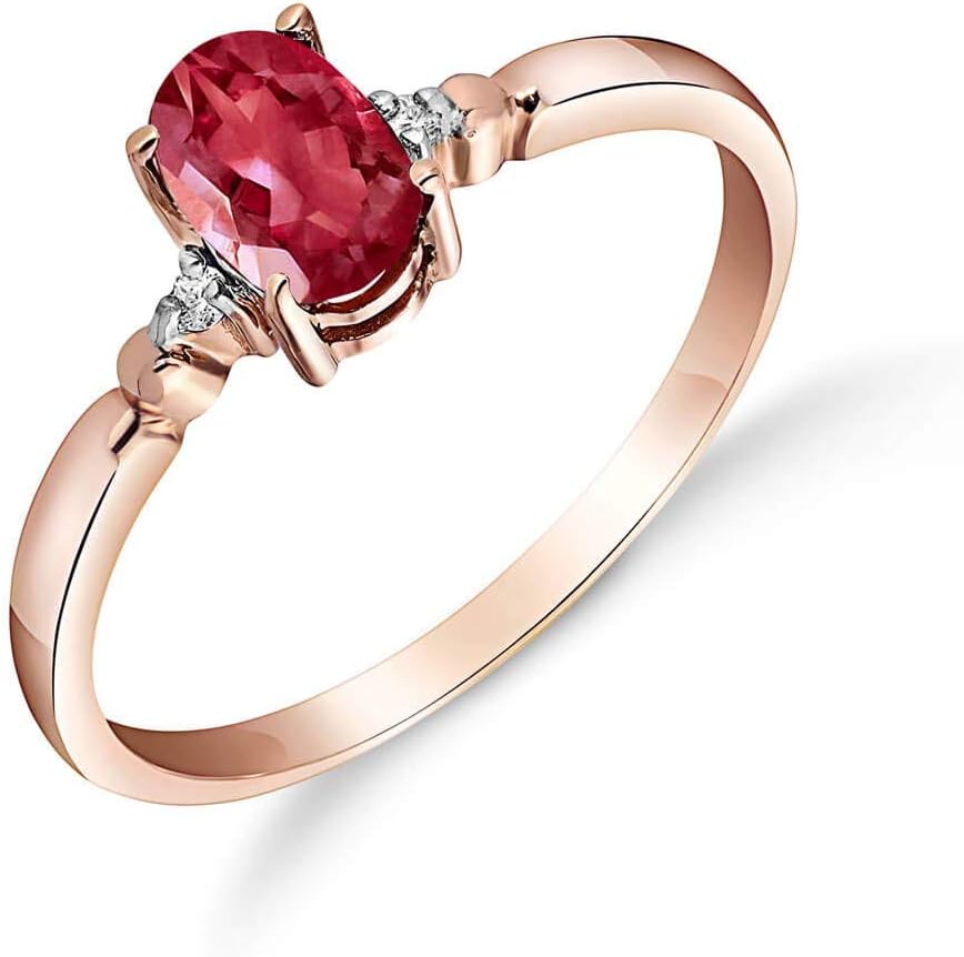 Galaxy Gold GG 14K Solid Gold Natural Ruby and Diamond Ring for Women, Fine Jewelry