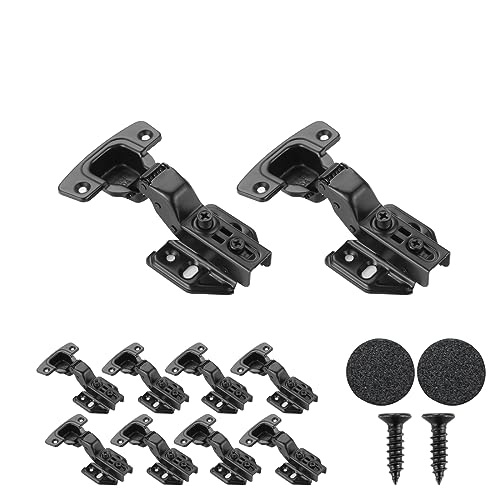 JQK Cabinet Hinges Black, 100 Degree Soft Closing Insert Door Hinge for Frameless Cabinet with Door Bumper, Stainless Steel Matte Black Finish, 10 Pack, CH102-BK-P10 by JQK - Used condition - US$20.34