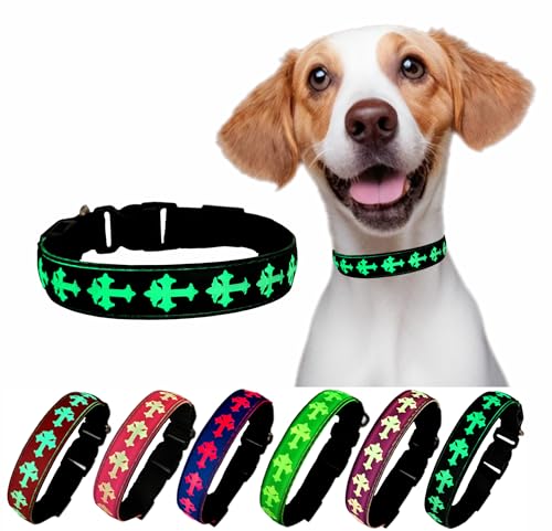 DOGLED USB-C led Light up Dog Collar, 3D Design Comfortable and Soft Material,Multicolored Lighting?Night Dog Collar (CR-Black, S(11.8-15.7