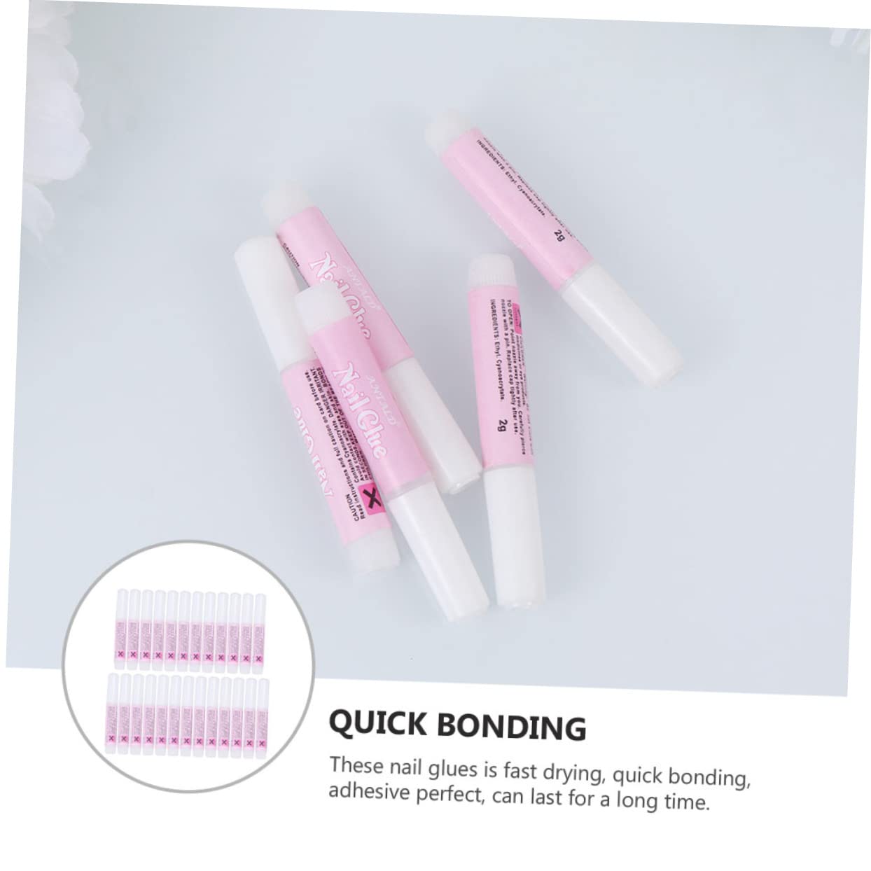 Didiseaon 3 Juegos De Pegamento Para Uñas Postizas De 2 G Secado Rápido Adhesivo Fuerte Para Manicura Y Decoración De Uñas 25 Unidades X 3