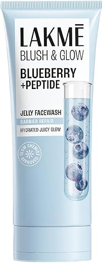 LAKME Blush &amp; Glow, Blueberry + Peptide Gentle Jelly Facewash, 100g, for Hydrated Juicy Glow, with Blueberry Extract &amp; Blu...