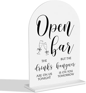 Open Bar Sign Wedding Signage Bar Sign for Wedding Engagement Bridal Shower Ceremony Reception Event Birthday Party Clear Table Acrylic Decor