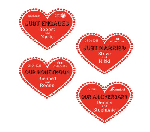 Red Heart Magnet for Stateroom Door Magnet. Just Engaged Cruise Magnet. Just Married. Our Anniversary. Our Honeymoon. for Holland America. Carnival. Royal Caribbean and More