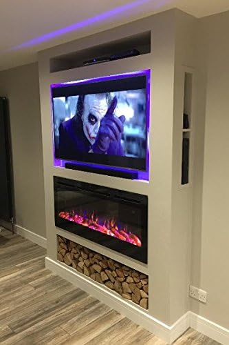 2023 NEW PREMIUM PRODUCT TruFlame 50inch Black Wall Mounted Electric Fire with 3 colour Flames and can be inserted (Pebbles, Logs and Crystals)