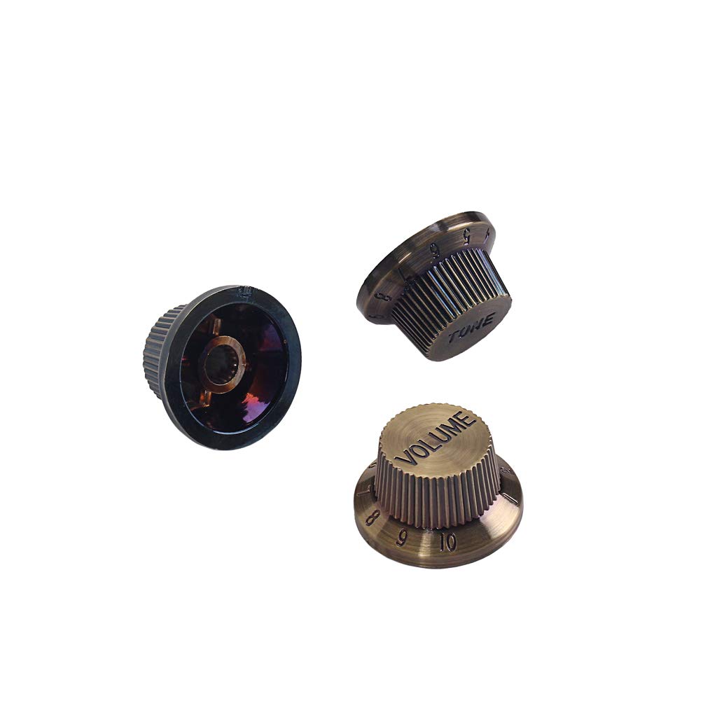Alnicov Brązowe Gitara Contral Knobs,Górna czapka Gałki do dzwonka Push On Gitara Gałki basowe do 5,8 mm Doniczki