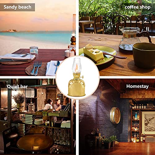Rnuie Oil Lamps For Indoor Use,Metal Kerosene Lamp With 3 Wicks(7-Inch/Pcs) And Tweezers,Vintage Hurricane Lantern For Home Emergency Lighting,Outdoor Use (Gold) #TOP5