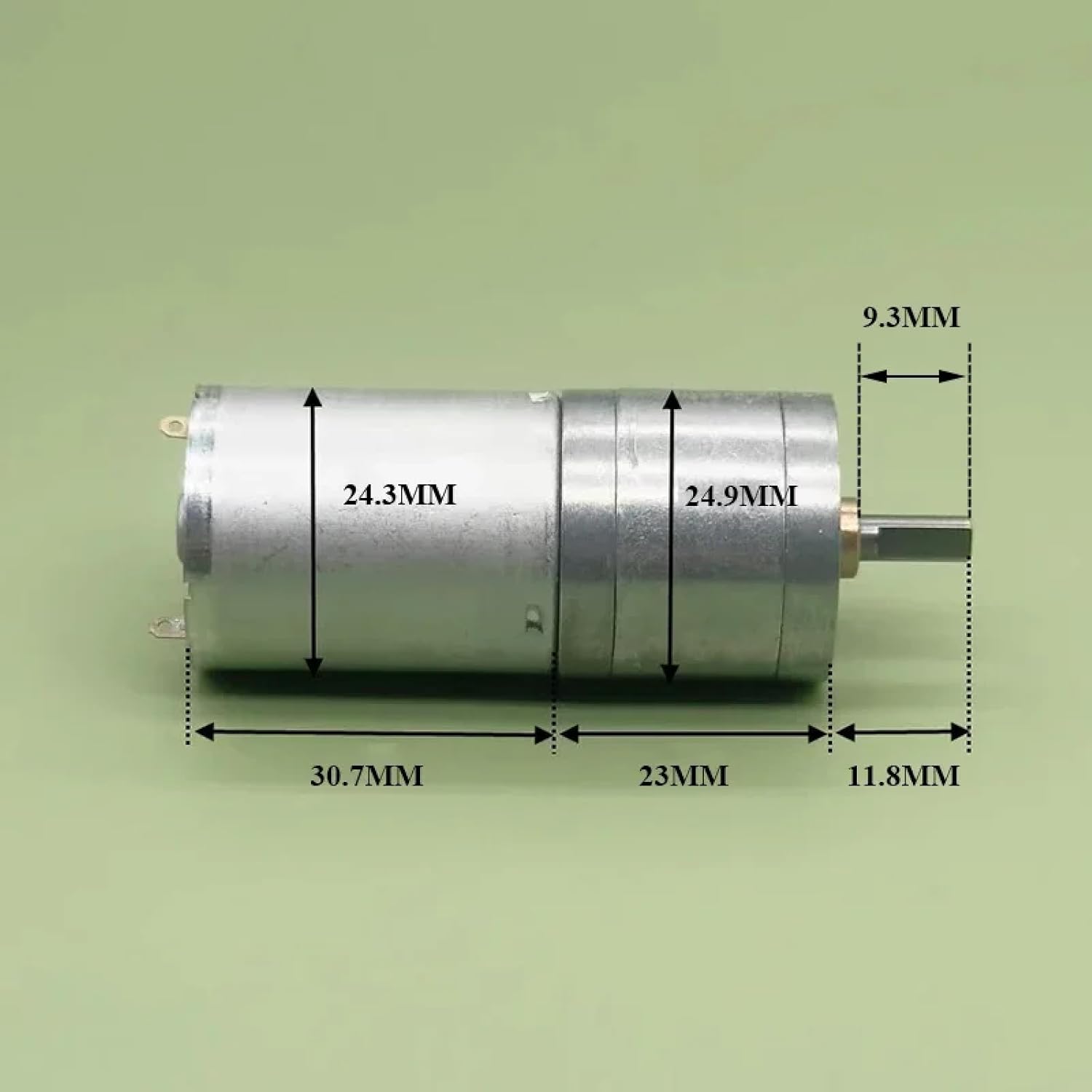 25GA-370 DC Gear Motor, 25mm Full Metal Gearbox, 3V 6V 9V 12V, 210RPM High Torque, D Shaft, for DIY Robot Car Toy Model