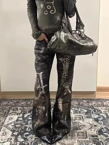 Retro Python Print Straight Jeans Women Y2K Fashion Street Hot Girls Loose Harajuku Casual High Waisted Wide Leg Jeans4