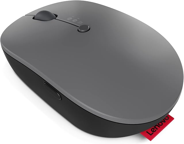 Lenovo Go Wireless Multi Device Mouse, Up to 2-3 Months in Single Charge, USB-C Charging, 2400 DPI, Bluetooth, Thunder Black