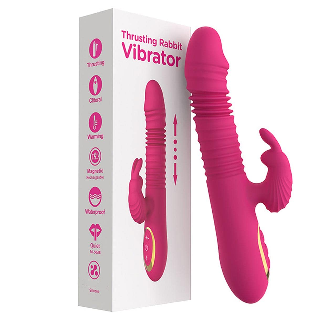 AAKOMA Vibratore a Spinta, Vibratore Clitorideo Punto G Impermeabile e Ricaricabile Vibratore Dildo in Silicone Realistico con 10 Modalità di Vibrazione di Frequenza, Giocattoli Sessuali Donne Rosso