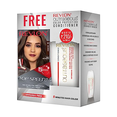 Image of REVLON Top Speed Hair Color For Woman - Dark Brown 65 (with Outrageous Conditioner 190 ml), (3S10978E16463665)