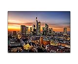 PB Art - Stadtlandschaft Frankfurt am Main 80 x 120 cm Kunstdruck Leinwandbild Keilrahmenbild Wandgestaltung Wandbilder - Beste Qualität, handgefertigt in Deutschland!