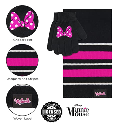 Disney Baby Girls Toddler Minnie Mouse Winter Hat, Scarf, And Gloves Or Mittens Ages 2-4 4-7 Cold Weather Hat, Black/Pink - Gloves Set, Years Us #TOP4