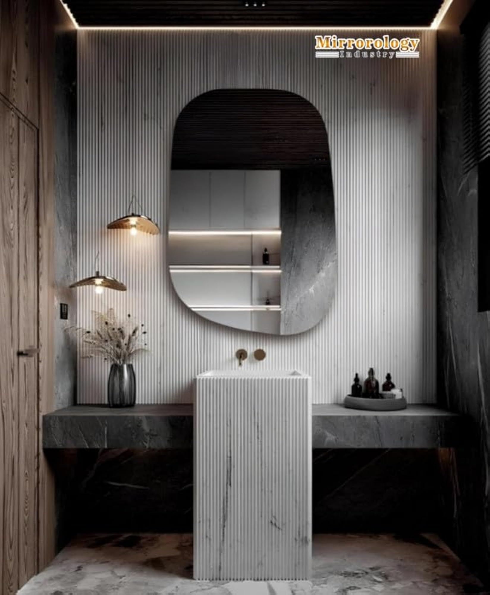 Asymmetrical Rectangular Wall-Mounted Mirror