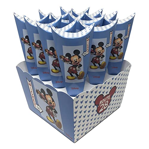 CARTOON Contenitore portaconi + 12 bomboniere cono Mickey Go Disney Topolino per feste - 68181+16921+68172