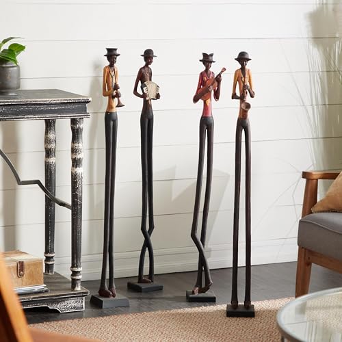 image for Deco 79 Polystone Musician Decorative Sculpture Tall Long Legged Jazz 