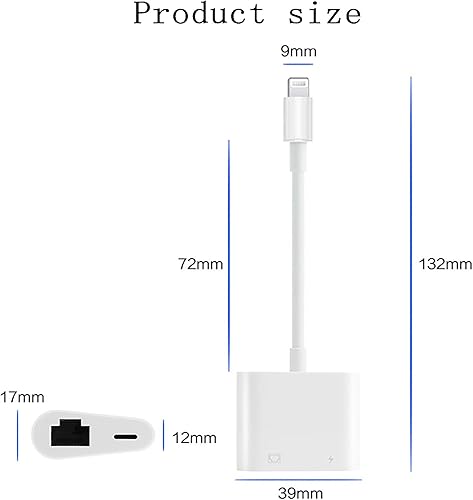 Miniatura 6 de [Certificado Apple MFi] Adaptador de red LAN Ethernet RJ45 2 en 1 con puerto de carga, adaptador Lightning a Ethernet, compatible con