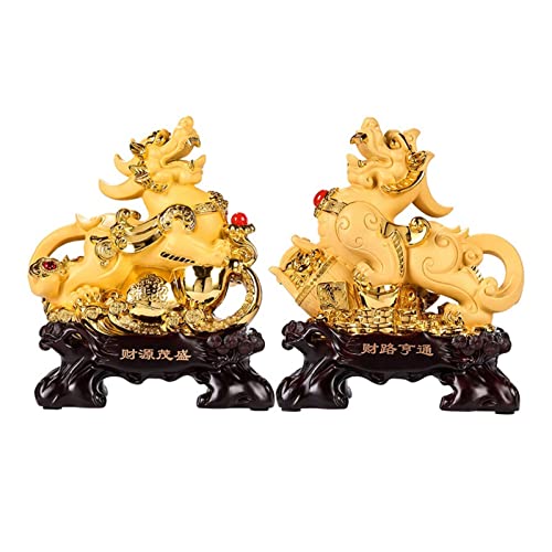 Pixiu Feng Shui lot de 2 statues taille S pour purifier l'atmosphère intérieure