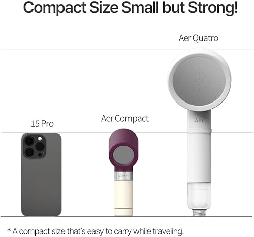 Miniatura 2 de Aer Travel - Juego de mini cabezal de ducha con filtro  Kit de ducha portátil compacto con spray de alta presión, reducción de cloro y calcio