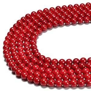 PLTbeads Gorgeous Red Coral Natural Gemstone Loose Beads 8mm Smooth Round Approxi 15.5 inch DIY Bracelet Necklace for Jewelry Making