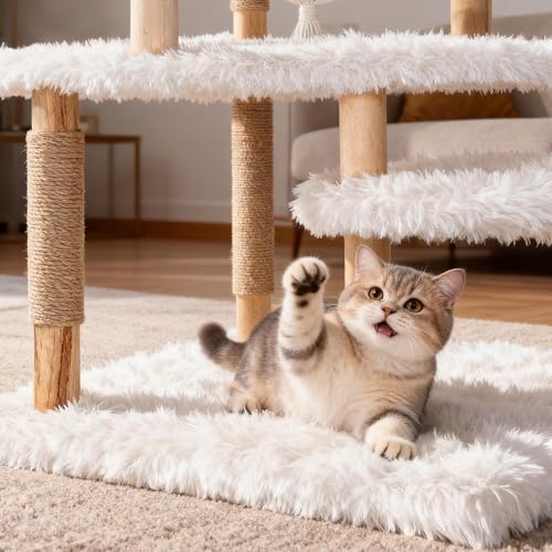 Árbol para gatos moderno de madera 70 pulg miniatura 5