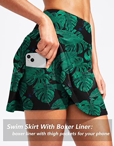 Image of Kayrth Women's High Waisted Swim Skirt with Zipper Pockets Tummy Control Bathing Suit Swimsuit Tankini Bottoms