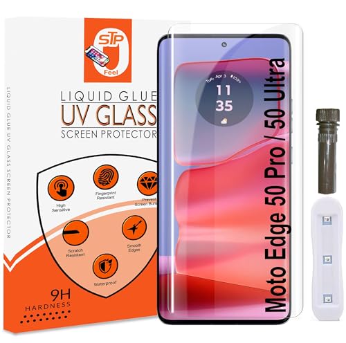 Image of UV Advanced Tempered Glass Screen Protector Guard Compatible For Moto Edge 50 5G (6.7 Inch, Pack of 1) Full Adhesive UV Curved Case Friendly HD Clarity