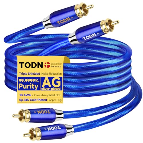 TODN RCA Cables 3ft Audiophile with Silver-Plated-OCC and Triple Shielded