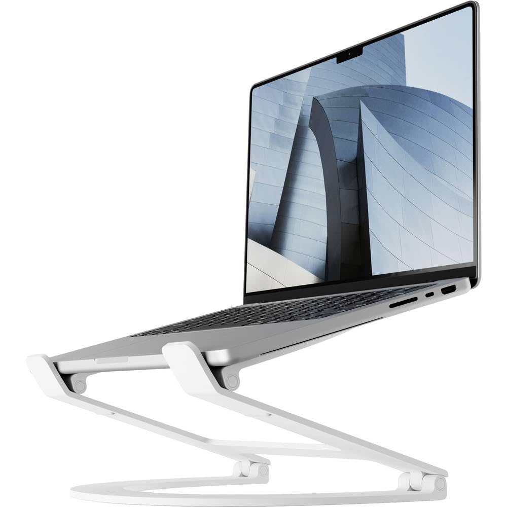 Curve Flex Ergonomic Height & Angle Adjustable Aluminum Laptop/MacBook Stand/Riser, fits 10" 17", Folds Flat for Portability Travel Pouch Included, Matte White, TS-2202