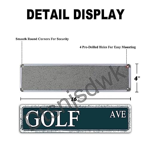 Golf AVE Street Sign Summer Sport Wall Art Metal Tin Sports Themed Signs Decor, Gifts for Golf Lovers, Farmhouse Decorations for Home Bathroom Man Cave Bar Club 16 X 4 Inch - Image 3