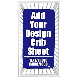 Custom Fitted Crib Sheet, Personalized with Name Photo Logo Mattress Sheet for Standard Crib Size, Microfiber Silky Soft Toddler Mattress Sheet, Sheet for Boys Girls, W28 xL52 xH8, Blue