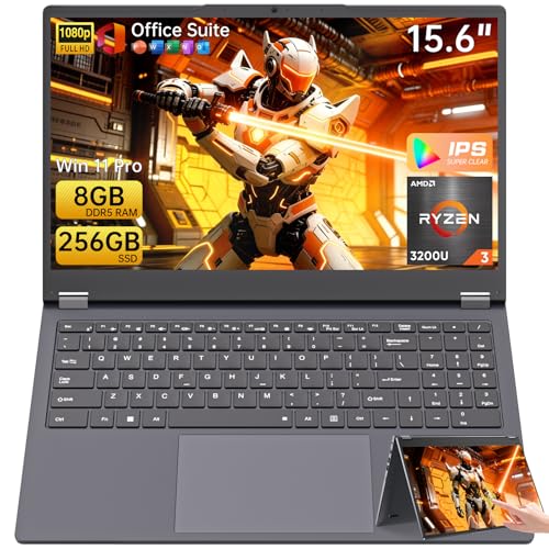Moxalc 15.6' Laptop Computer, 8GB DDR5 RAM 256GB SSD AMD Ryzen R3 3200U(up to 3.5 GHz) Laptop, 360°...