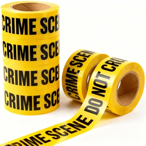 Crime Scene Do Not Cross Tape – 6 Pack, 3in x 1000ft, Yellow with Black Print