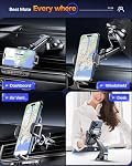 【80 LBS Military-Grade Suction】 Phone Holder Car 3in1 Universal Car Phone Holder Mount Dashboard Windshield Air Vent Handsfree Cell Phone Holder Car for iPhone 16 Pro Max 15 14 Samsung Galaxy