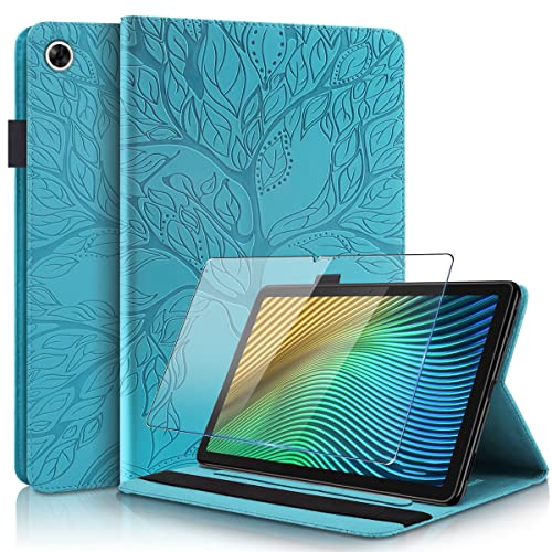 Funda para Realme Pad 10.4' 2021, Azul PU Cuero Billetera Flip Protectora Carcasa con UNO Cristal...