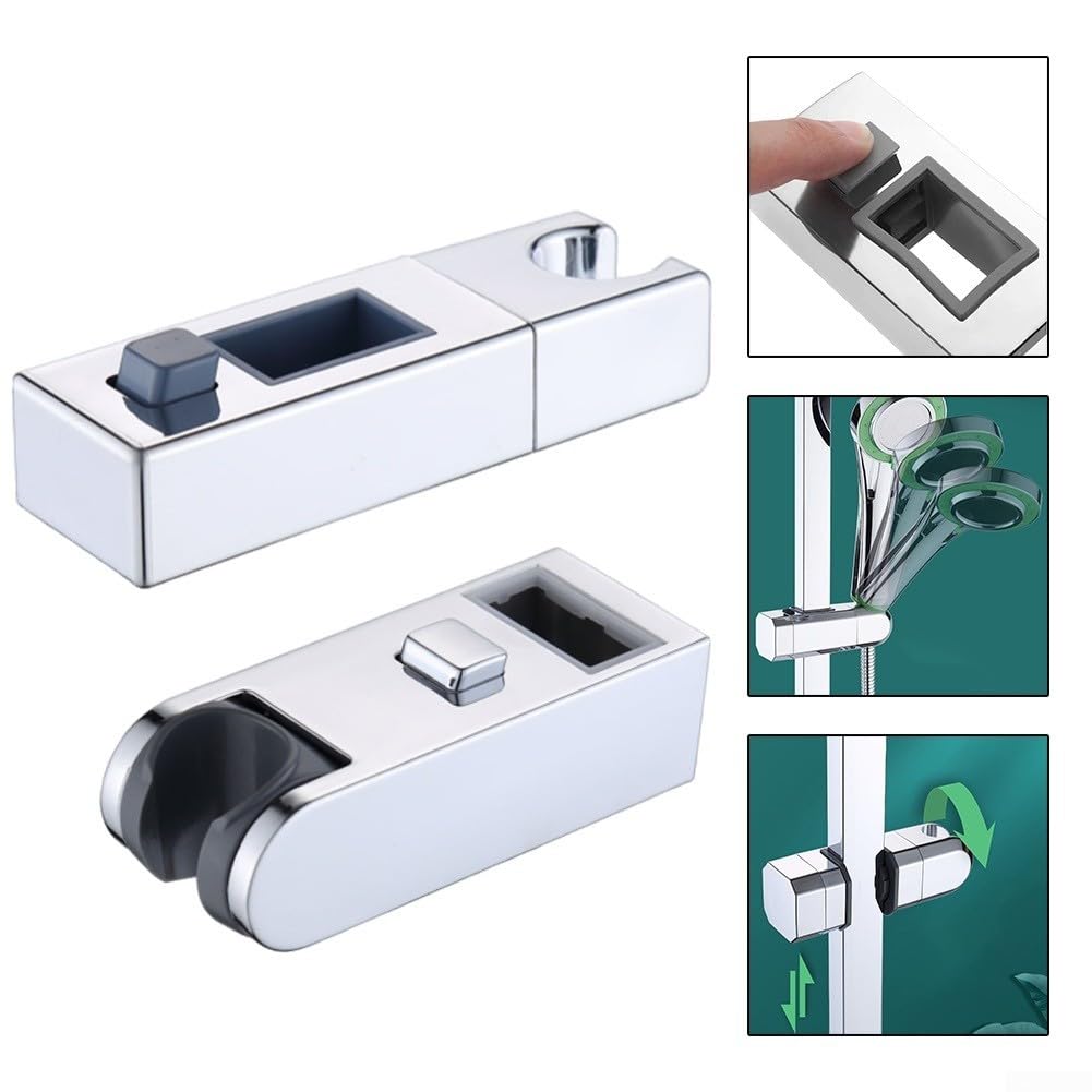 Supporto universale per asta doccia cromato, 30 x 15 mm, 30 x 18 mm, staffa regolabile per asta doccia quadrata (30 x 15 mm)