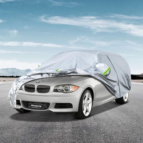 Image of Kaugung 6 Layers Car Cover Custom Fit BMW E87 E88 F20 F21(2004-2025), Waterproof All Weather Resistant Outdoor Indoor Sun Rain Dust S Protection.(USA Warehouse,Within 3-7 Days) Silver