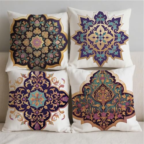 Housse de coussin 40x40cm bohemia gifts lot de 4 imprimé double face pour offrir
