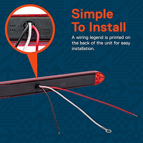 16" 11 Red Led Trailer Light Bar [Dot Compliant] [Ip65 Waterproof] [Park/Brake/Turn Signal] Running Marker Id Rear Trailer Tail Light Bar For 80" Motorcycle Utility Marine Boat Trailers #TOP3