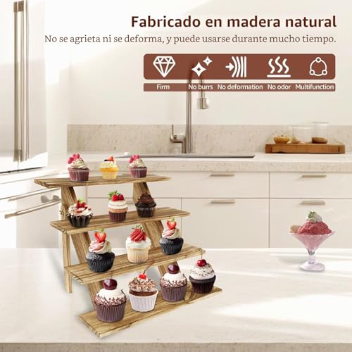 Miniatura 3 de Soporte De Madera De 4 Niveles, Expositor, Mostrador De Cocina, Estantería, Organizador De Perfume, Soporte Para Figuras, Postres, Fiestas, Maquillaje, Colección De Muñecas, Especias