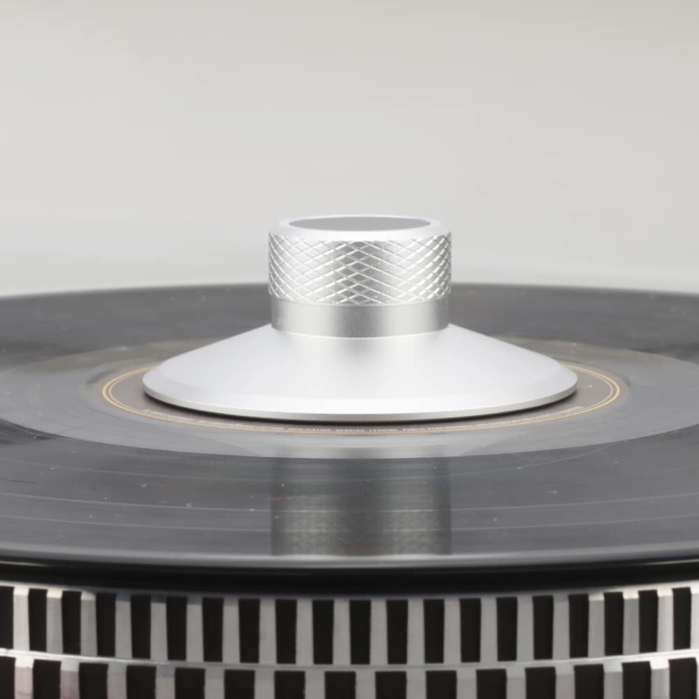 Gramofon z włókna węglowego, winylowy gramofon LP, metalowy stabilizator dysku, zacisk 130 g, do odtwarzacza LP Vinyl Record Player (srebrny)