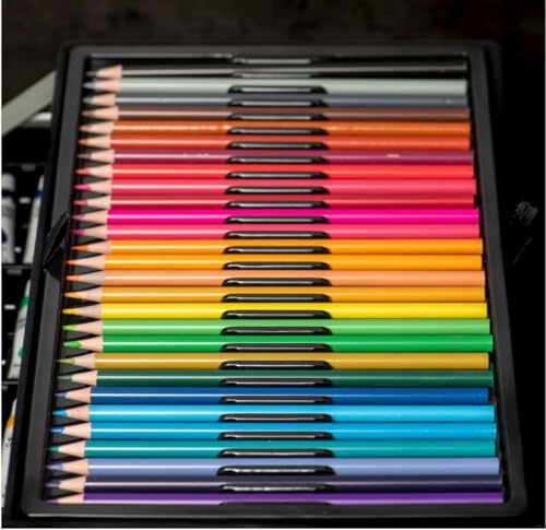 Image of KARP Children Deluxe Art Drawing Set for Kids| Drawing & Coloring Set with Crayons, Oil Pastels, Colour Pencils, Watercolors, Sketch Pens, Brushes & Carry Case (145 Pcs Astronaut Print Art Set - Blue)