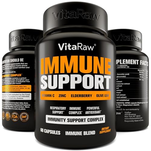 Immune Support Vitamins - Elderberry with Zinc, Vitamin C, and Garlic for Adults - Sambucus Black Elderberry Capsules & Echinacea Immunity Renewal Complex - Powerful Vegan 10 in 1 Immune Defense