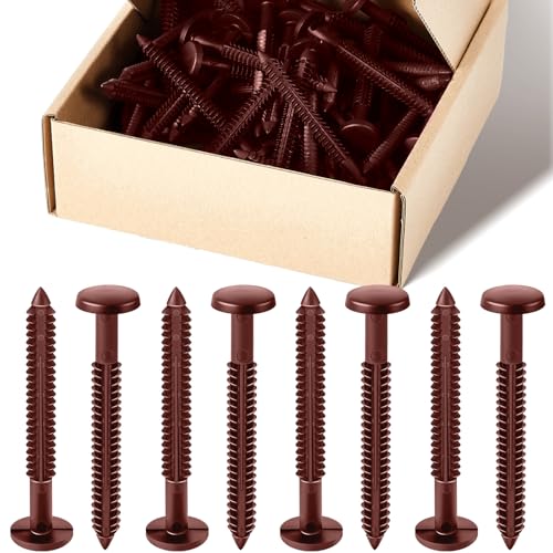 Image of Blulu 60 Pcs 3 Inch Vinyl Shutter Fastener Window Panel Peg Lok Pin Pegs Screws Shutter Spikes Anchor (Burgundy Red)